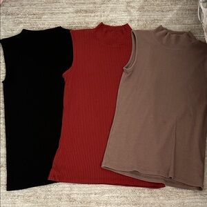 Rachel Zoe Sleeveless Knit Tops - Black, Red, and Brown